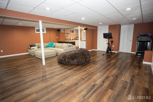 1 Stradford Rd, Sayreville, NJ 08859 - living area with a drop ceiling, wood finished floors, and recessed lighting