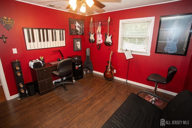 1 Stradford Rd, Sayreville, NJ 08859 - office area featuring a ceiling fan and wood finished floors