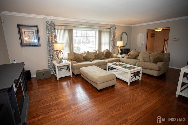 1 Stradford Rd, Sayreville, NJ 08859 - living area featuring ornamental molding and dark wood finished floors