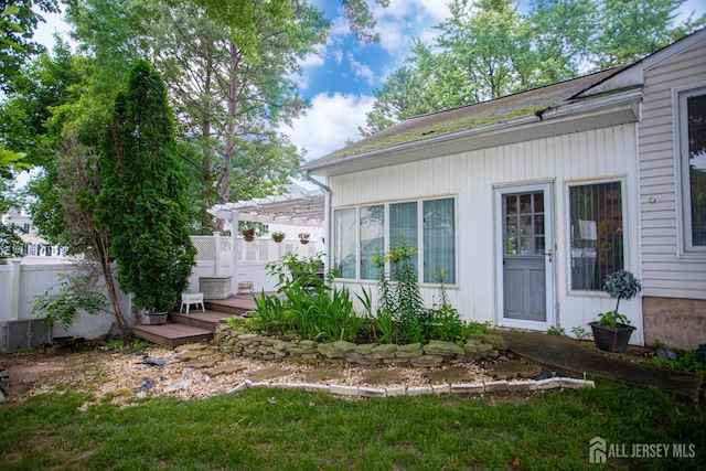 1 Stradford Rd, Sayreville, NJ 08859 - entrance to property featuring a pergola and a deck