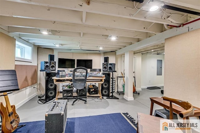 12 S 8th Ave, Highland Park, NJ 08904 - home office with electric panel and finished concrete flooring