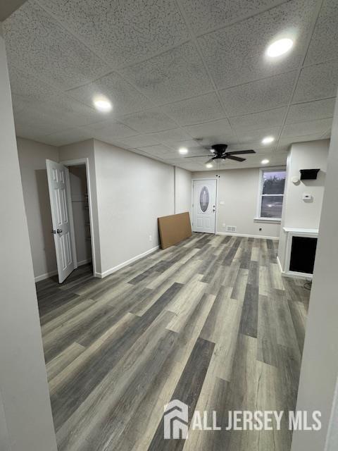 601 Ridgeway Ave, South Amboy, NJ 08879 - basement featuring baseboards, ceiling fan, wood finished floors, and recessed lighting