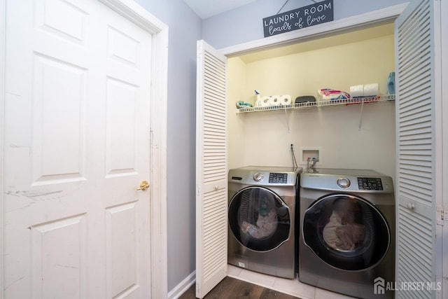345 Morning Glory Dr, Monroe, NJ 08831 - washroom with separate washer and dryer, baseboards, wood finished floors, and laundry area