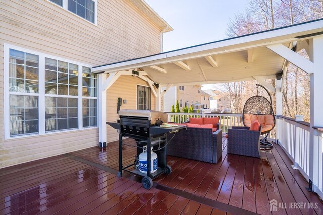 345 Morning Glory Dr, Monroe, NJ 08831 - deck with an outdoor hangout area and a grill