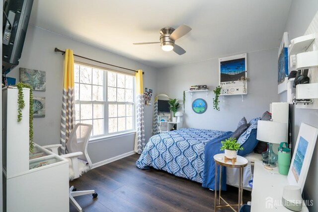 345 Morning Glory Dr, Monroe, NJ 08831 - bedroom with wood finished floors, baseboards, and a ceiling fan