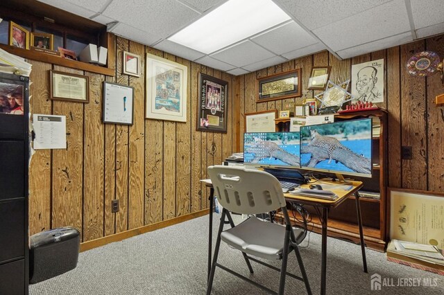 4 Franklin Ct, East Brunswick, NJ 08816 - carpeted office space with a drop ceiling and wooden walls