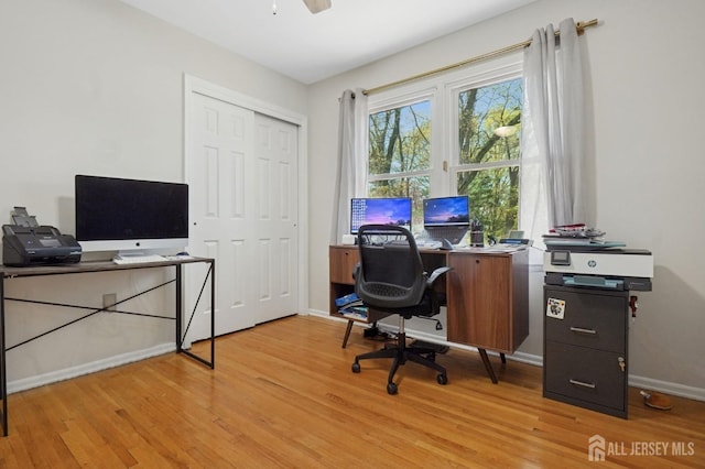 4 Franklin Ct, East Brunswick, NJ 08816 - home office featuring light wood-style flooring and a ceiling fan