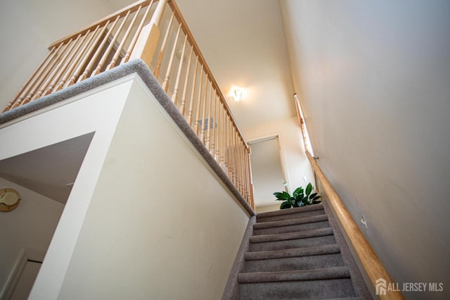 stairs with a towering ceiling