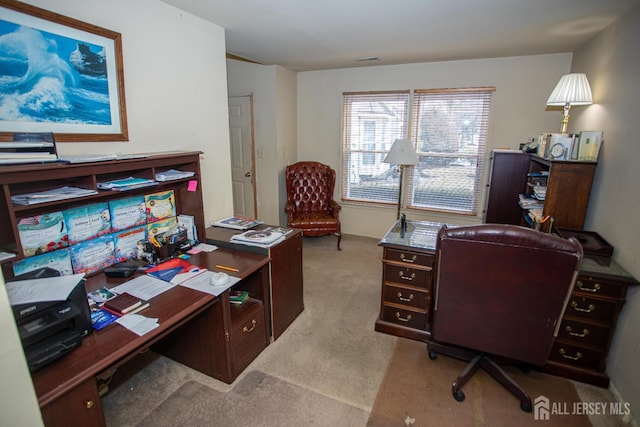 view of carpeted office