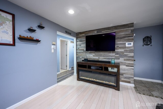 living room with hardwood / wood-style floors