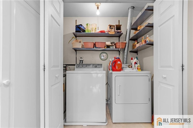 180 Mimosa Plz Unit 180A, Monroe, NJ 08831 - laundry room with separate washer and dryer and light tile patterned floors