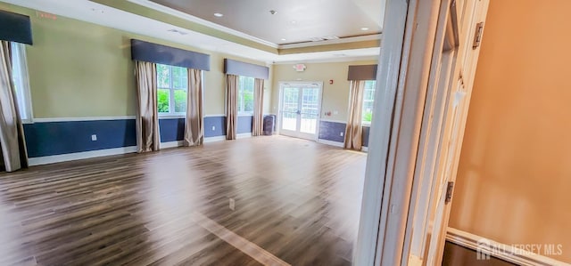 548 E Celebration Way E, South Plainfield, NJ 07080 - empty room featuring a raised ceiling, crown molding, wood finished floors, and recessed lighting