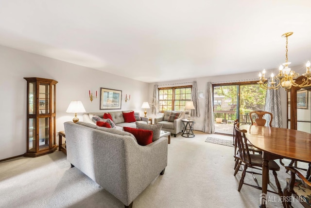 77 Highview Dr, Woodbridge Proper, NJ 07095 - living area featuring a chandelier and light colored carpet