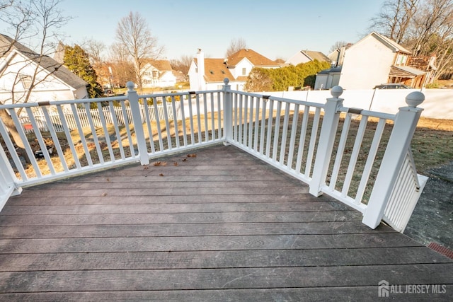 deck with a residential view