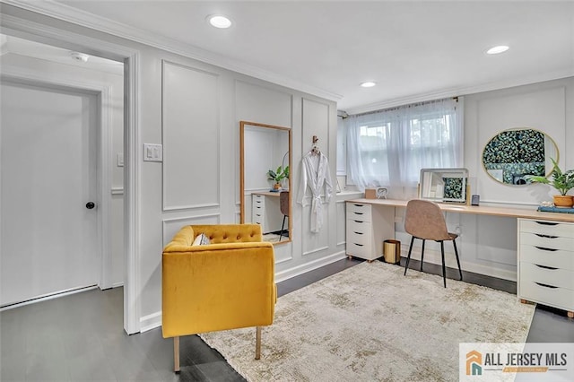 27 Collins Rd, Hamilton, NJ 08619 - office featuring a decorative wall, ornamental molding, and recessed lighting