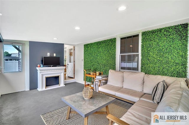 27 Collins Rd, Hamilton, NJ 08619 - living area with recessed lighting and a fireplace