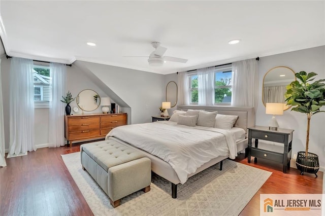 27 Collins Rd, Hamilton, NJ 08619 - bedroom featuring multiple windows, wood finished floors, recessed lighting, ceiling fan, and baseboards