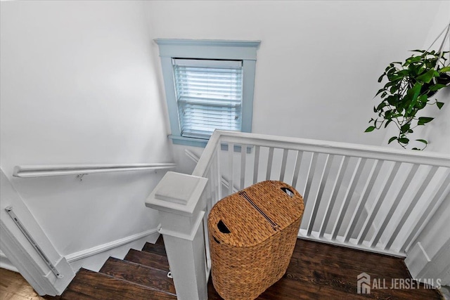 staircase featuring wood finished floors