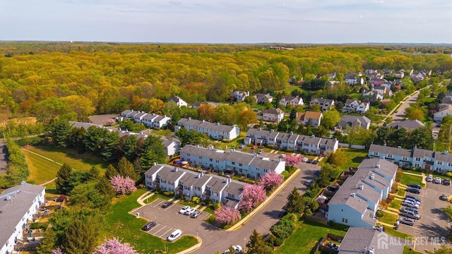 aerial view with a wooded view