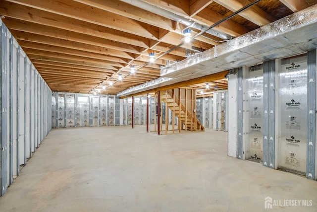 709 Plainfield Ave, Piscataway, NJ 08854 - unfinished below grade area featuring stairway