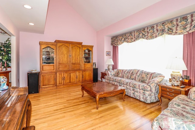 89 King St, Edison, NJ 08820 - living area with light wood-type flooring, high vaulted ceiling, and recessed lighting