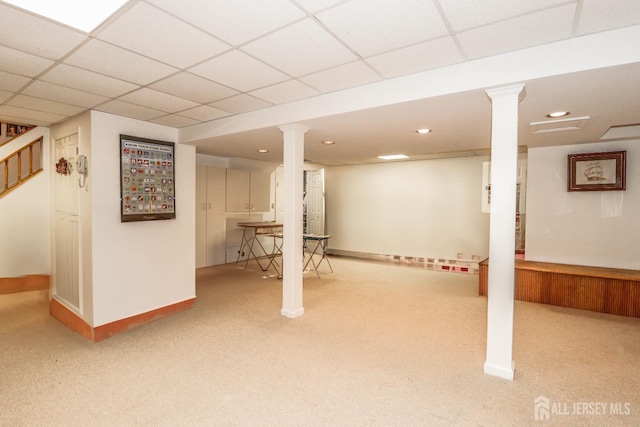 89 King St, Edison, NJ 08820 - finished basement featuring light colored carpet, a drop ceiling, and recessed lighting