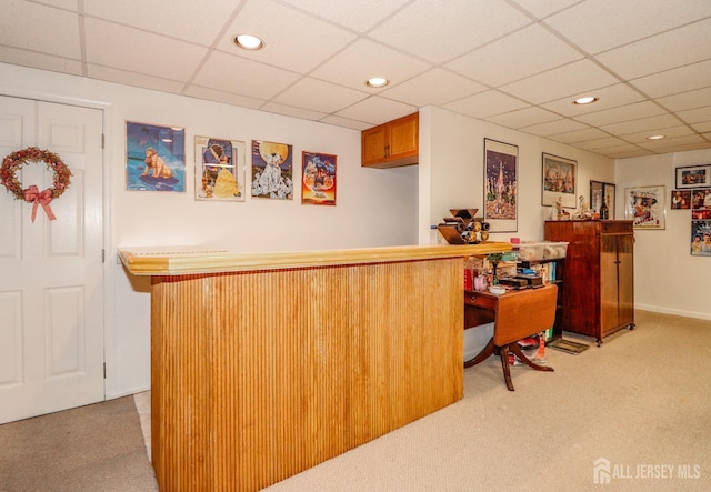 89 King St, Edison, NJ 08820 - indoor dry bar with light colored carpet, a paneled ceiling, and recessed lighting