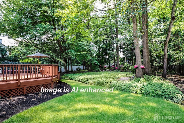 89 King St, Edison, NJ 08820 - view of grassy yard with a wooden deck