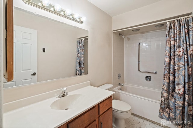 153 Concordia Cir Unit D, Monroe, NJ 08831 - full bathroom featuring vanity, shower / bath combination with curtain, and tile patterned flooring