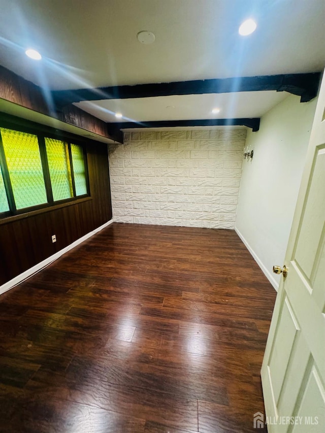 19 Spruce St, Port Reading, NJ 07064 - below grade area featuring wood finished floors, baseboards, wooden walls, and recessed lighting