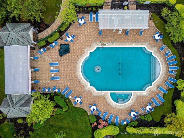 bird's eye view of a pool