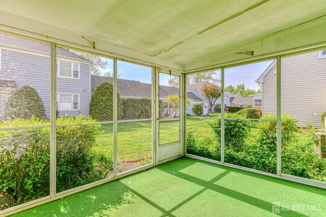 view of unfurnished sunroom