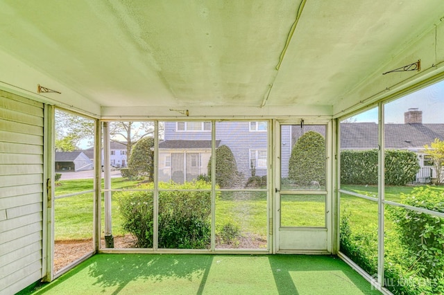 view of unfurnished sunroom