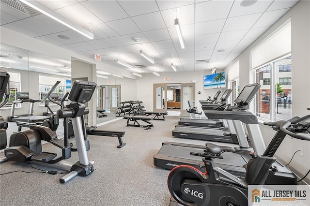 702 Station Rd, Dunellen, NJ 08812 - gym featuring a drop ceiling