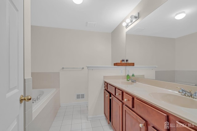 97 Osprey Dr, Old Bridge, NJ 08857 - full bath featuring double vanity, a bath, and tile patterned floors
