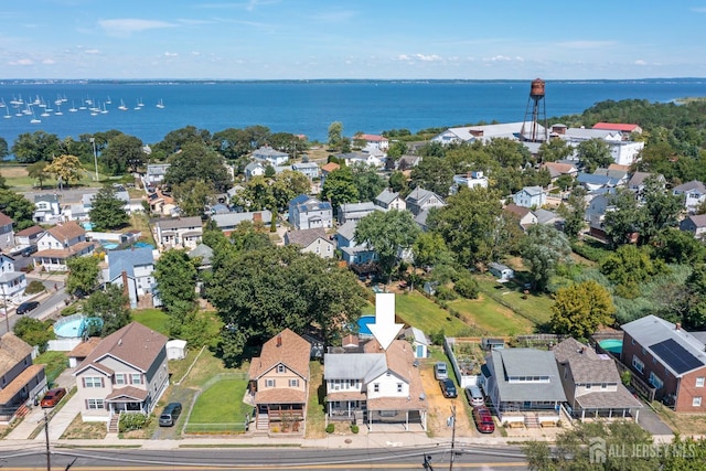 309 1st St, Keyport, NJ 07735 - aerial perspective of suburban area featuring a large body of water