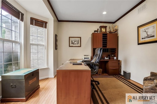 9 Lavender Way E, Brunswick, NJ 08816 - office area with light wood-style floors and ornamental molding