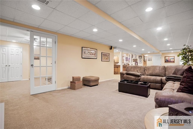 9 Lavender Way E, Brunswick, NJ 08816 - living area featuring carpet, recessed lighting, and a drop ceiling