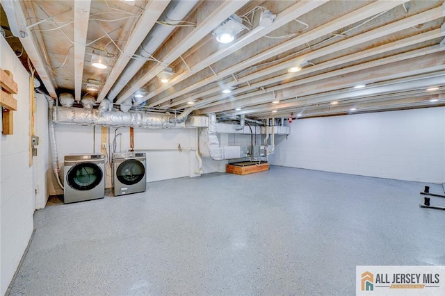 607 Almon Ave, Woodbridge Proper, NJ 07095 - unfinished below grade area with washing machine and dryer