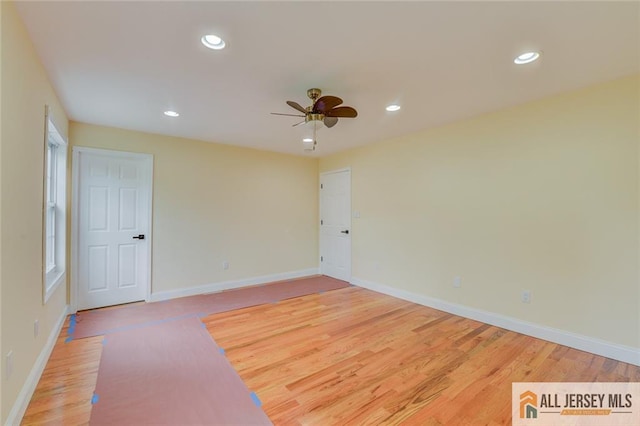 607 Almon Ave, Woodbridge Proper, NJ 07095 - unfurnished room featuring a ceiling fan, recessed lighting, and light wood finished floors