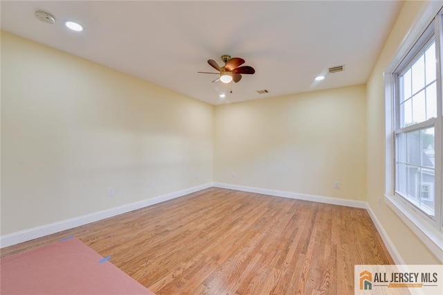 607 Almon Ave, Woodbridge Proper, NJ 07095 - empty room with a ceiling fan, a smoke detector, light wood-style flooring, and recessed lighting