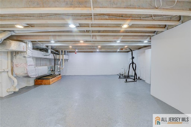 view of unfinished basement