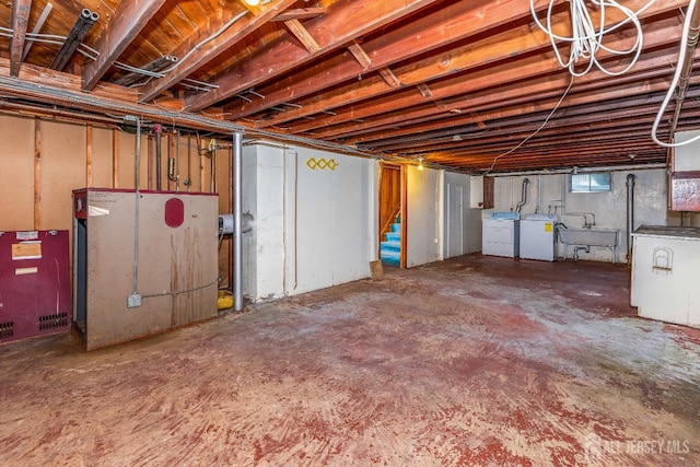 125 Deerfield Rd, Sayreville, NJ 08872 - basement featuring independent washer and dryer, stairway, and a sink