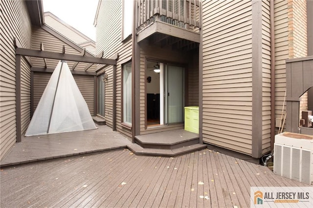 96 Riverbend Dr, North Brunswick, NJ 08902 - wooden deck with central AC unit