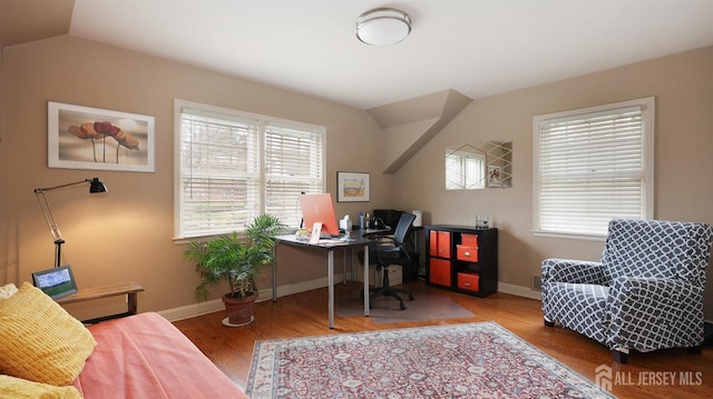 707 S 1st Ave, Highland Park, NJ 08904 - office area featuring lofted ceiling and wood finished floors