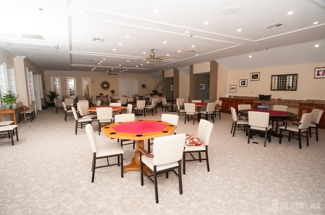 view of carpeted dining space