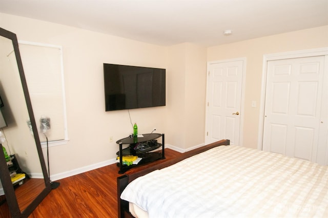 bedroom with hardwood / wood-style floors