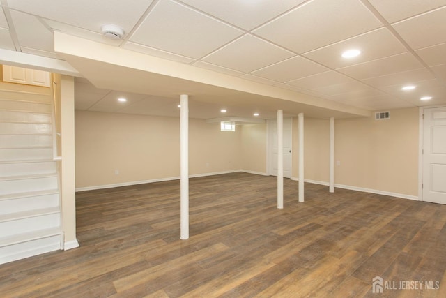 15 Bradley Dr, Edison, NJ 08817 - finished below grade area featuring dark wood-type flooring and recessed lighting