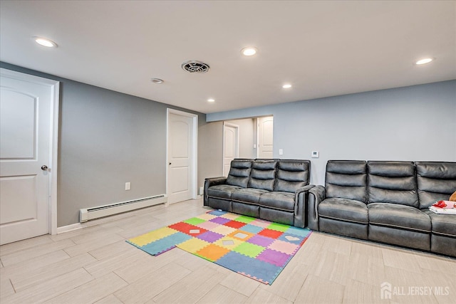 5 Alvin Ct, Menlo Park Terrace, NJ 08840 - cinema room with a baseboard heating unit, recessed lighting, and light wood-style flooring