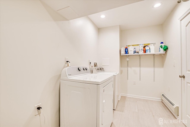 5 Alvin Ct, Menlo Park Terrace, NJ 08840 - washroom featuring a baseboard heating unit, separate washer and dryer, and recessed lighting